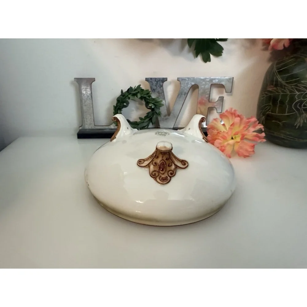 Vintage Nippon Morimura 3 Footed Bowl Browns Hand Painted 3D Walnut Japan‎ 5.5